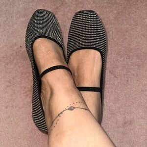 Rothy's Black and White Striped Flats